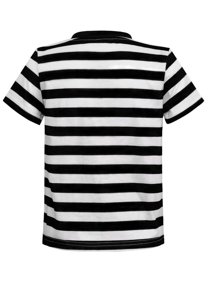 Prebene Boys Striped T Shirt, Pugsley Addams Shirt, Kid's Halloween Costumes, Mime, Bank Robber T-Shirts - Image 2